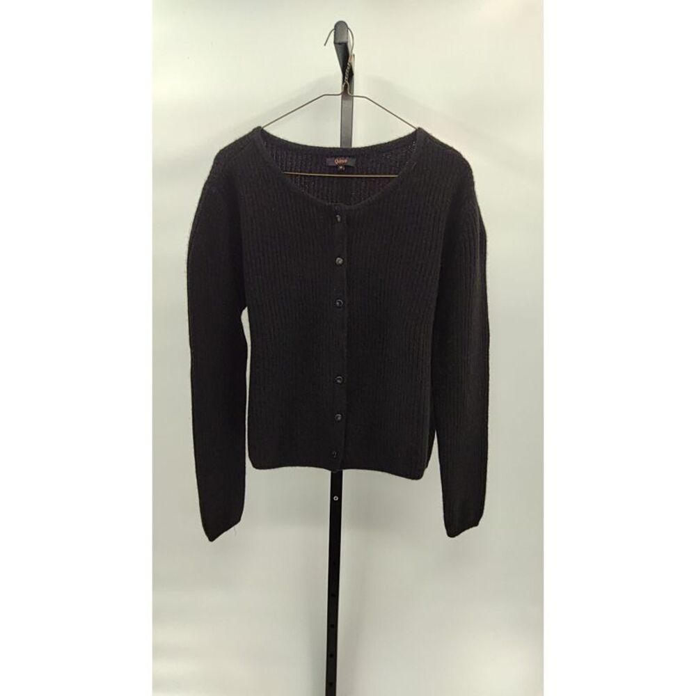 Quince Women 100% Yak Soft Rib Crew Cardigan Black M